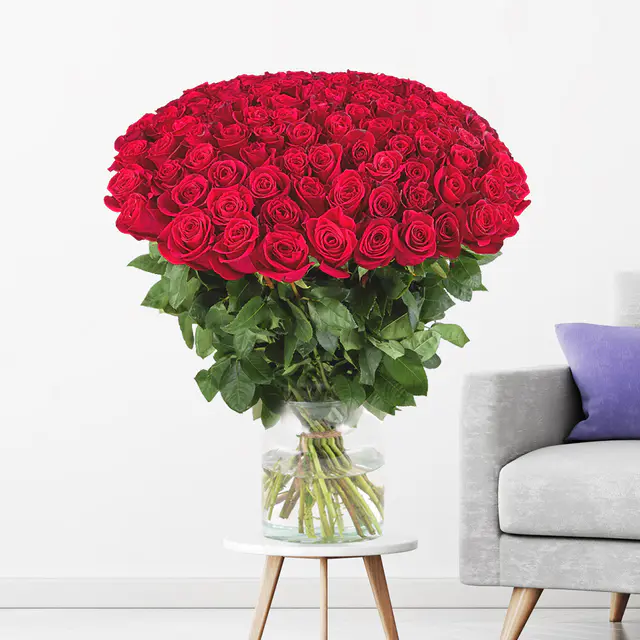 100 Rosen – Premium-Rosen Red Naomi (60 cm)