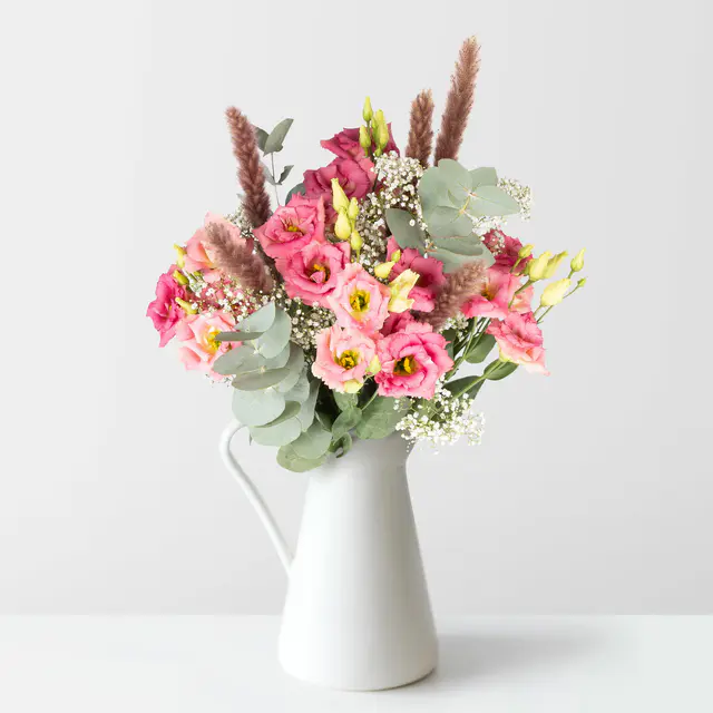 Bunter Schnittblumen-Mix aus Lisianthus, Gypso, Eukalyptus & Fluff