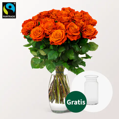 Orange Fairtrade Rosen im Bund