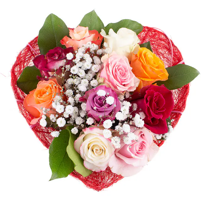 Blumenstrauß Rosenzeit + Herzmanschette — Bild 2