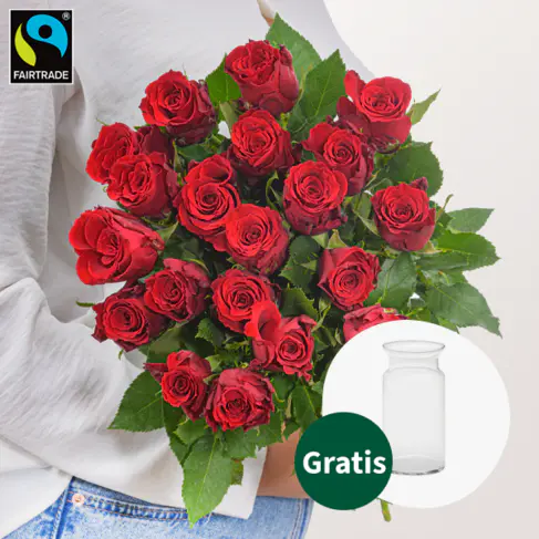Rote Fairtrade Rosen im Bund