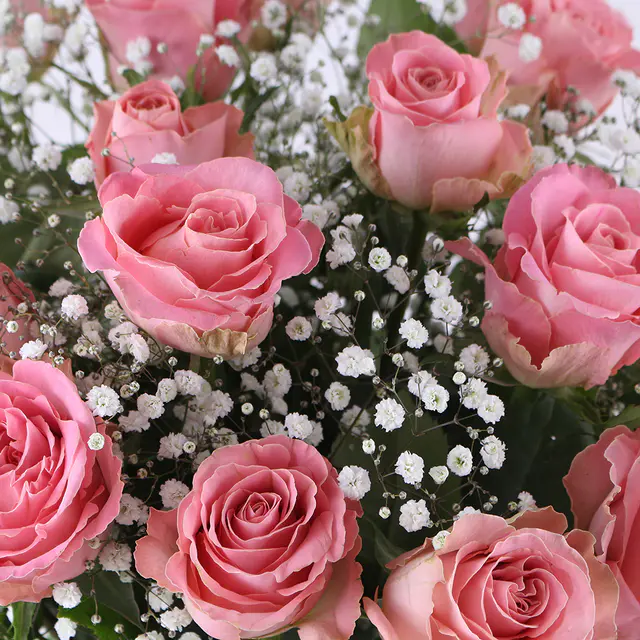 Rosa Rosen mit Schleierkraut - Premium-Rosen — Bild 2